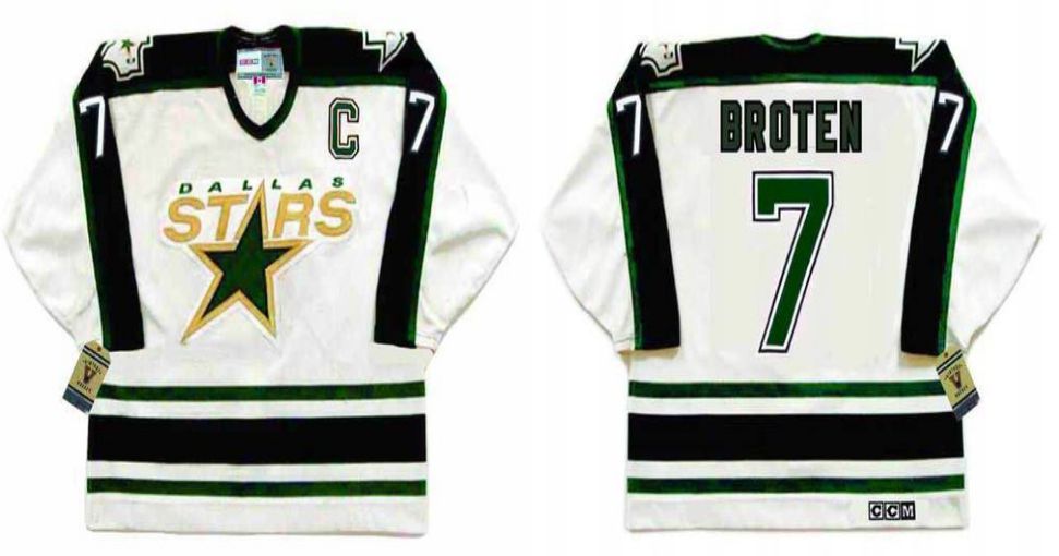 2019 Men Dallas Stars #7 Broten White CCM NHL jerseys->dallas stars->NHL Jersey